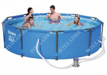 56408 Каркасный бассейн круглый BestWay, 305х76см, фильтр-насос картр 1249 л/ч
